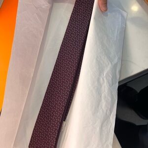 Hermes Red Silk Tie with Textured Pattern